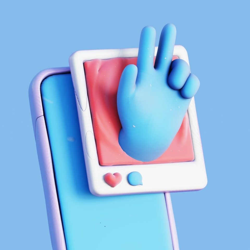 Bunte Smartphone-Darstellung mit einer Hand